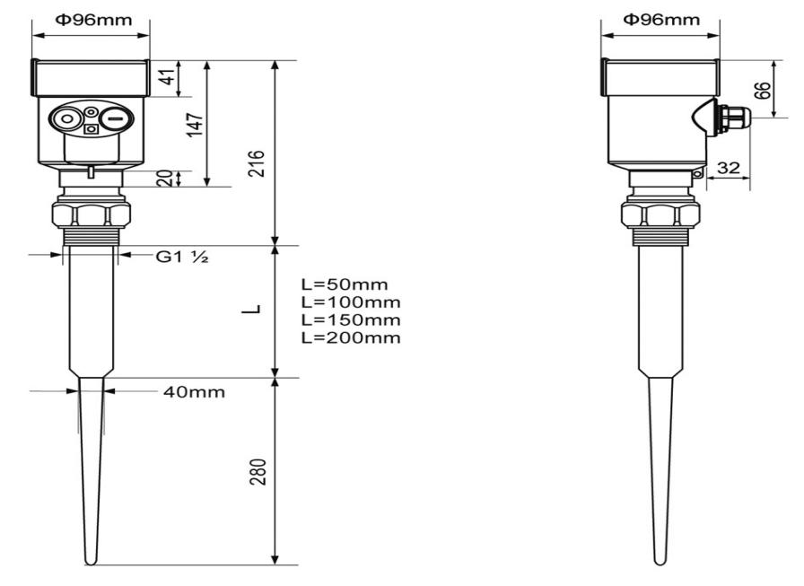 智能雷達物位計結(jié)構尺寸